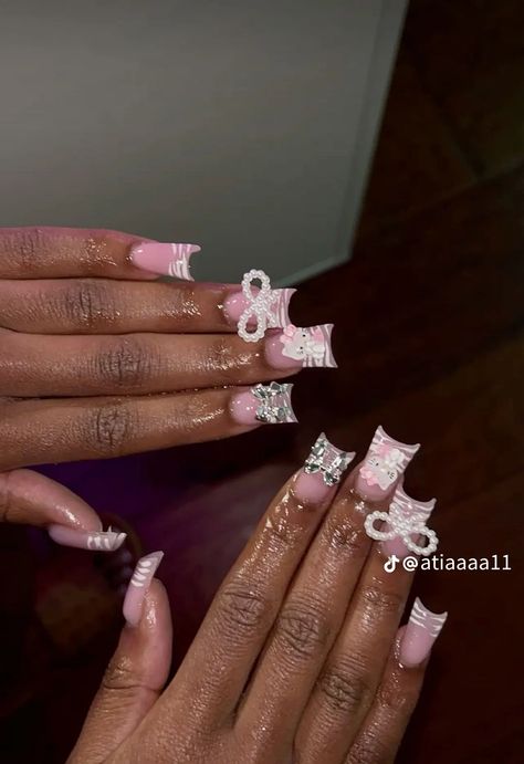 Duck Junk Nails, Duck Nails Pink, Long Junk Nails, Junk Nails Bling, Junk Nails, Weak Nails, Hard Nails, Duck Nails, Colored Acrylic Nails