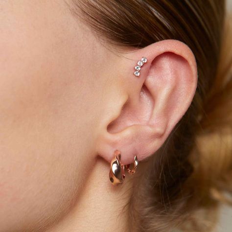 Elemental Rose Gold Hoops | Astrid & Miyu Earrings Front Helix Piercing, Hoops With Charms, Barbell Earrings, Crystal Rose, Helix Piercing, Huggie Earrings, Gold Hoops, Selling Jewelry, Huggies Earrings