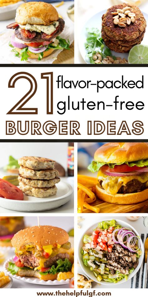 Craving a quick, healthy meal? Try these gluten-free burger recipes! From beef and turkey patties to gluten-free bean burgers, these recipes offer a healthy & gluten-free twist on a classic burger. Perfect for a gluten-free or dairy-free diet or looking for a tasty burger bowl option | Clean Eating Recipes | Gluten-Free Easy Meals | Easy Gluten-Free Recipes | Healthy Recipes | Gluten Free Food and Drink | Lunches and Dinners | Healthy Living | Celiac Disease | Gluten-Free Diet Tips & Tricks Beef Burger Patty Recipe, Healthy Recipes Gluten Free, Vegan Veggie Burger, Cleaning Eating, Gluten Free Burger, Dinners Healthy, Burger Recipes Beef, Gluten Free Food, Veggie Burgers Recipe