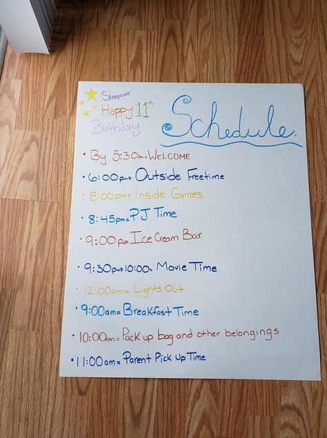 Birthday Slumber Party Schedule, Sleepover Birthday Party Schedule, Sleepover Timeline, Birthday Sleepover Schedule, Slumber Party Schedule, Birthday Party Schedule, Sleepover Schedule, Birthday Schedule, Party Schedule