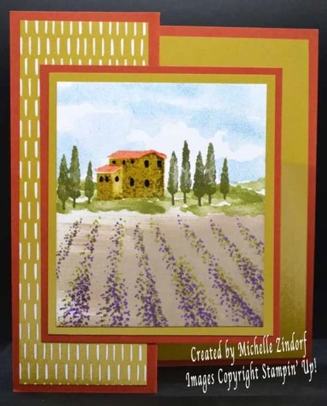 Free Video Tutorial – Hills of Tuscany Fun Fold Card | Zindorf Stamps Stamping Techniques Card Tutorials, Craft Retreat, Stampin Up Birthday Cards, Nature Card, Fancy Fold Cards, Stamping Up Cards, Fun Fold Cards, Card Tutorials, Cards For Friends