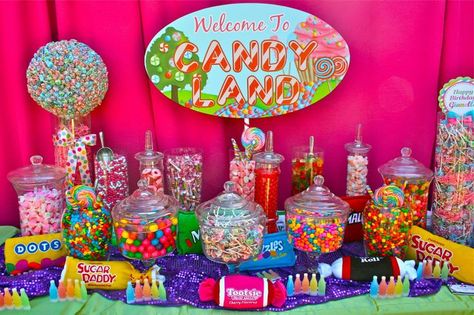 cute sweet 16 candy table Sweet 16 Candy, Buffet Dessert, Candy Land Birthday Party, Birthday Party Planner, Candy Birthday Party, Candy Station, Candyland Birthday, Candyland Party, Candy Theme