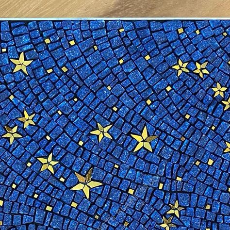 Kenneth Blaine on Instagram: "Title: Seaglass Moon - Orion Dimensions: 8” x 8” Media: seaglass, gold, blu oltremare Date: December 2022 #mosaic #mosaics #mosaicart #seaglass #seaglassart #seaglasslover #andamento #gold #orion #astrology #constellation #nightsky #glassart #beachcombing #coastalliving #mosaico #laluna #lasestrellas #orionsbelt #bellatrix #beetlejuice #betelgeuse #stars #flow #stargazing #wintersky #mythology #astronomer #palmasdelmar" Celestial Mosaic, Mosaic Stars, Mosaic Star, Star Mosaic, Ceramic Mosaic Tile, Mosaic Tile Art, Mirror Mosaic, Mosaic Designs, Beetlejuice