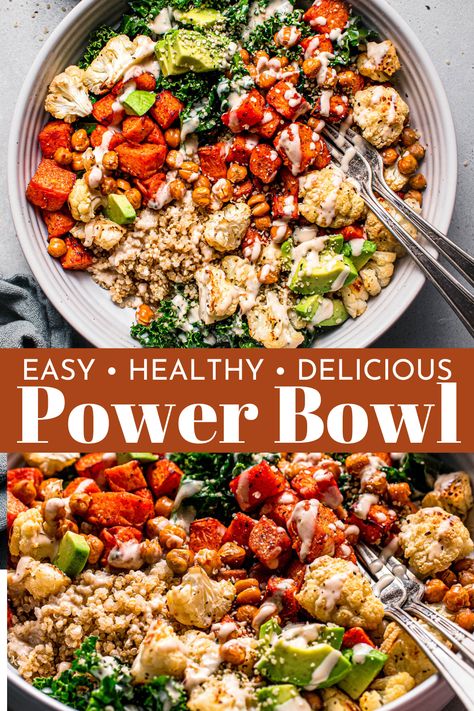 Easy Power Bowl Recipe Protein Rich Vegan Meals, Vegan Power Bowl, Quinoa Bowls Healthy, Fluffy Quinoa, Vegetarian Bowls, Power Bowl Recipe, Bowls Recipes, Vegetarian Bbq, Healthy Bowls Recipes