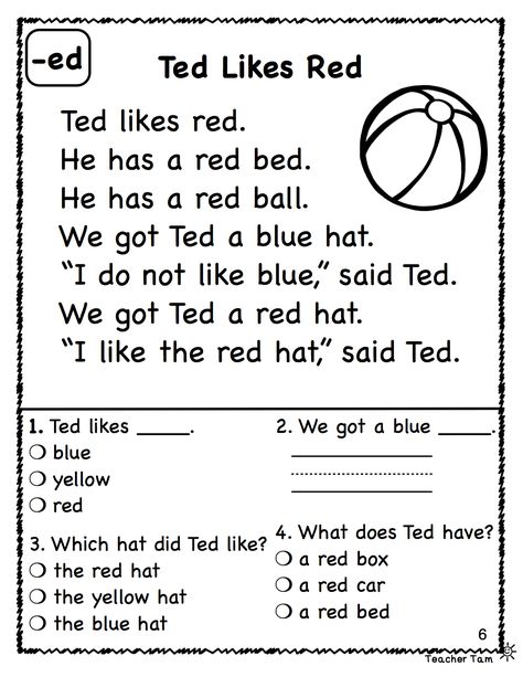 Reading Comprehension: Set 1 From Teacher Tam 181 Teaching Comprehension, Phonics Reading Passages, Reading Comprehension Practice, First Grade Reading Comprehension, Grade 1 Reading, Reading Comprehension For Kids, Cvc Words Kindergarten, Reading Comprehension Kindergarten, Reading Comprehension Lessons