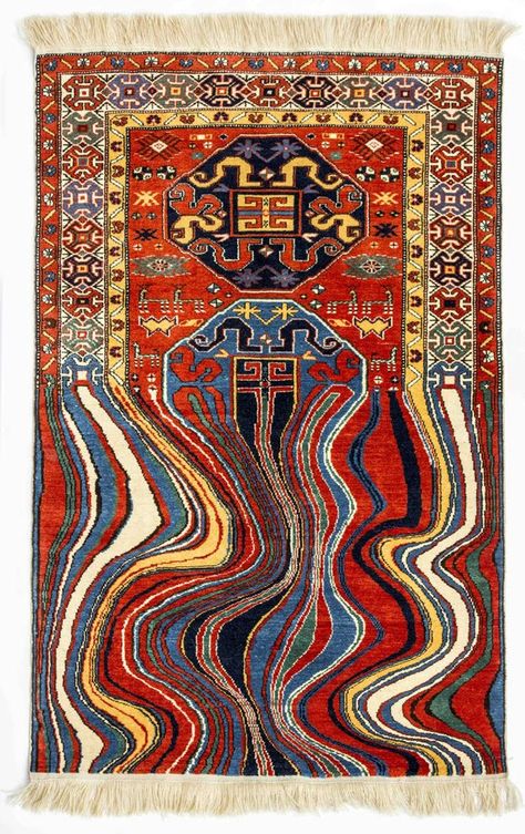 faig ahmed’s Embroidered Art Faig Ahmed, Traditional Carpet Pattern, Carpet Diy, Painting Pottery, Art Ancien, Embroidered Art, Design Textile, Arte Inspo, Glitch Art