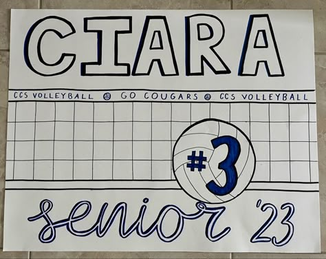 Creative Volleyball Posters, Volleyball Poster Ideas For Best Friend, Volleyball Parade Posters, Senior Signs Posters Volleyball, Volleyball Name Poster Ideas, Middle Blocker Volleyball Poster, Diy Volleyball Posters, Cute Volleyball Posters For Players, Senior Vball Posters