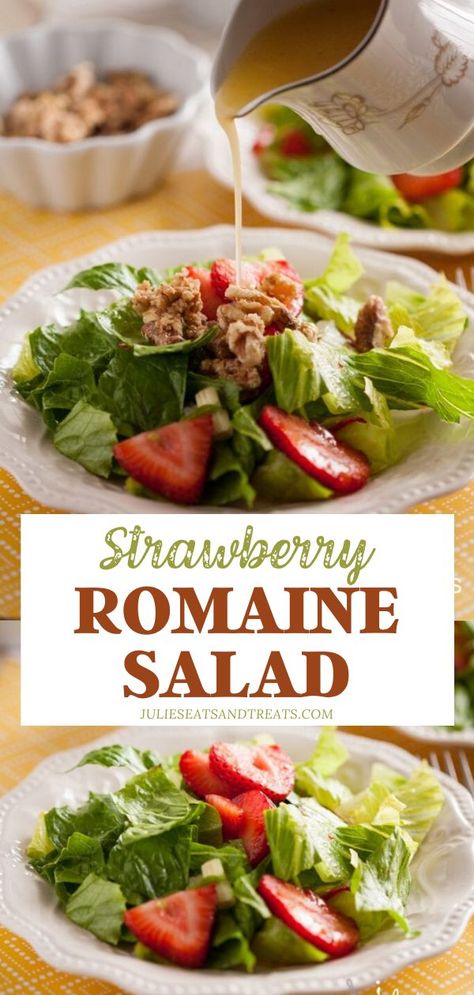 Easy Strawberry Salad, Salad Romaine Lettuce, Strawberry Feta Salad, Salad Romaine, Strawberry Salad Recipe, Lettuce Salad Recipes, Italian Salad Recipes, Lettuce Recipes, Romaine Salad