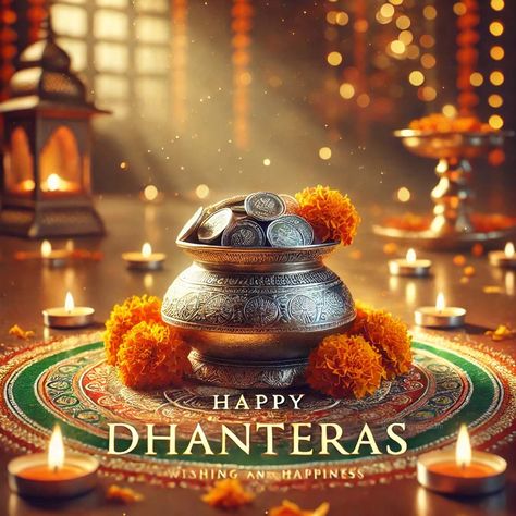 Celebrate Dhanteras with Heartfelt Wishes and Images Dhanteras Creative Post, Dhanteras Wishes Images, Dhanteras Wishes, Dhanteras Images, Cny Greetings, Happy Dhanteras Wishes, Birthday Posters, Beautiful Butterfly Pictures, Festival Wishes