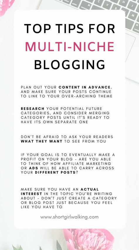 Ever wanted to know if a multi-niche blog is for you?  Stick to these tips (and more!) and you may just be on the right track!  #bloggingtips #blogging #multiniche #lifestyleblog #blogtips #beginnerblogtips #howtostartablog Girl Walking, Mama Blog, Blog Niche, Blog Tips, Content Creation, Top Tips, Short Girls, Blogging Tips, Room Inspiration