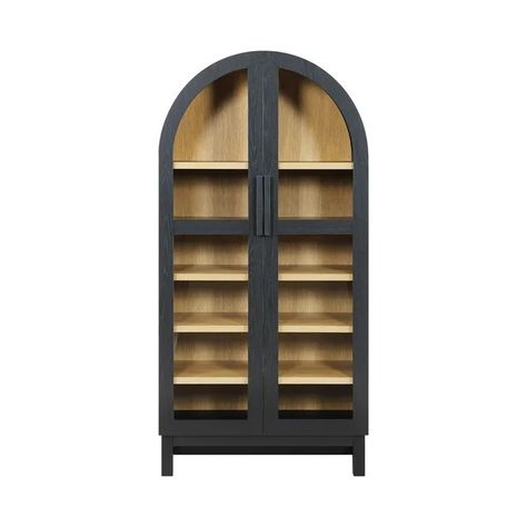 Better Homes & Gardens Juliet Solid Wood Frame Arc Cabinet, Black Finish - Walmart.com Arc Cabinet, Arch Bookcase, Lakeview House, Arched Bookcase, 2024 Bathroom, Arch Cabinet, Wardrobe Storage Cabinet, House Shopping, White Barn Door