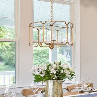 Modern Gold Kitchen, Dining Room Lantern, French Country Lighting, Modern Gold Chandelier, French Country Dining Room, 4 Light Chandelier, Chandelier Farmhouse, Cage Chandelier, Large Lanterns