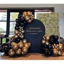 Black And Gold Balloon Garland, Black And Gold Party Decorations, Gold Balloon Garland, Black And Gold Balloons, Gold Party Decorations, Garland Arch, Black Balloons, 60th Birthday Party, Arch Kit