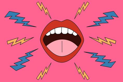 A screaming pop-style mouth. The concept of attracting attention. Mouth Graphic Design, Animated Mouth, Scream Illustration, Mouth Illustration, Pop Style, African American Art, Photo Template, Pop Fashion, American Art