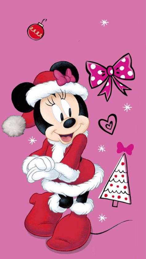 Christmas Mini Mouse, Mickey Mouse Christmas Background, Mickey And Minnie Christmas, Purple Minnie Mouse Wallpaper, Disney Christmas Wallpaper Mickey And Minnie, Old Disney Movies, Minnie Mouse Christmas, Mickey Mouse Images, Minnie Mouse Halloween