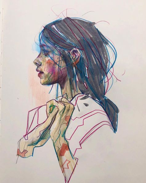 Eliza Ivanova, Arte Sketchbook, Sketchbook Inspiration, Abstract Portrait, Color Pencil Art, Illustration Character Design, A Drawing, Art Plastique, Art Reference Poses