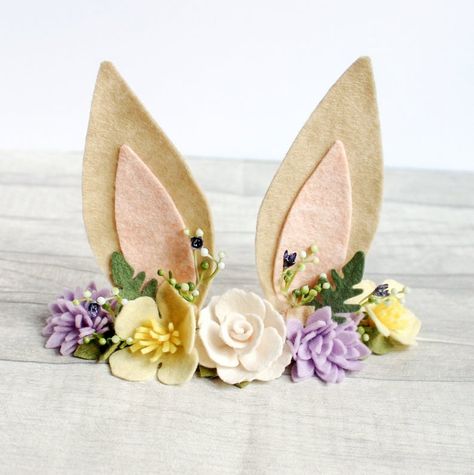 Easter Photo Shoot, Rabbit Headband, Rabbit Ears Headband, Felt Rabbit, Bunny Headband, Felt Hair Accessories, Easter Photoshoot, Diy Lace Ribbon Flowers, Easter Headbands