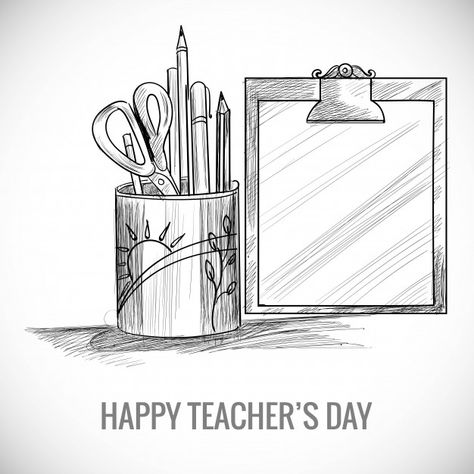 Hand drawn art sketch with world teacher... | Free Vector #Freepik #freevector #happy Drawing Ideas Aesthetic Pencil, Teachers Day Drawing, Happy Teachers Day Card, Teachers Day Poster, Teachers Day Greetings, Sketch Background, World Teacher Day, Pencil Drawing Images, World Teachers