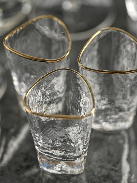 Triangular Gold Rimmed Shot Glass – Celadon at Home Shot Glass Set, Live Beautifully, Highball Glass, Touch Of Gold, Glass Texture, Shot Glasses, Joss And Main, Glass Set, Tequila