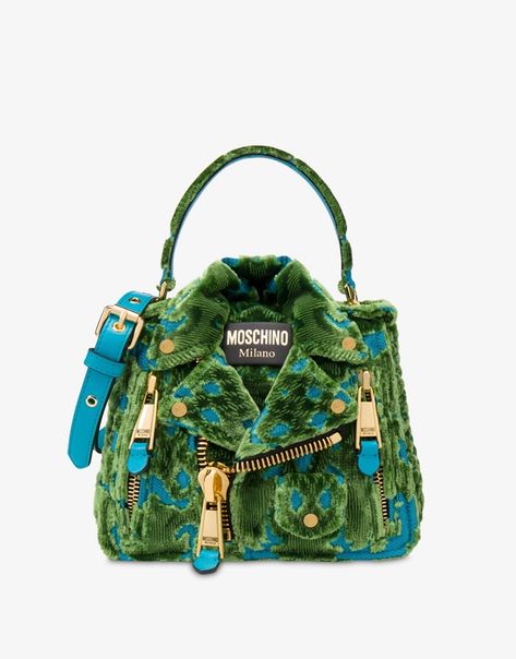 Tom + Lorenzo Oct. 23, 2020: Moschino Jacquard Velvet Tapestry Biker Bag: YEA or NAY? | Green top handle version Velvet Tapestry, Edgy Bags, Tapestry Bags, Statement Bags, Moschino Bag, Tapestry Handbags, Moschino Bags, Paper Purse, Diy Bag Designs