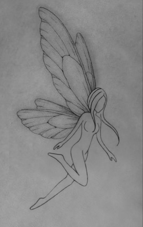 Tattoo flying fairy Fairy Tattoo Shaded, Drawing Fairy Wings, Draw Fairy Easy, Fairy Landscape Drawing, Flying Fairy Tattoo, How To Draw Fairy Wings, Flying Fairy Drawing, How To Draw Fairy, Fairyland Drawing