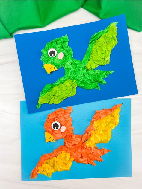 Dinosaur Tissue Paper Craft For Kids Dino Crafts, Dinosaur Crafts Kids, Dinosaur Art Projects, Dinosaur Crafts Preschool, Dino Craft, Preschool Creative Art, Dinosaur Activities Preschool, Paper Dinosaur, Dinosaur Projects