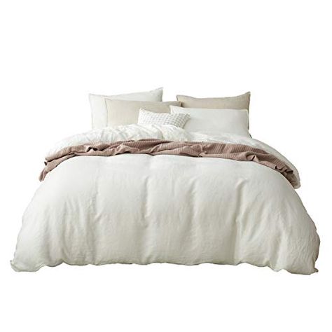 DAPU Pure Stone Washed Linen Duvet Cover Set 100 French Natural FlaxFullQueen White Duvet Cover and 2 Pillowcases -- Click image to review more details. (This is an affiliate link) Tiny House Living Room, Washed Linen Duvet Cover, Buy My House, Linen Duvet Cover, White Duvet Covers, White Duvet, Linen Bedroom, Linen Duvet Covers, Linen Duvet