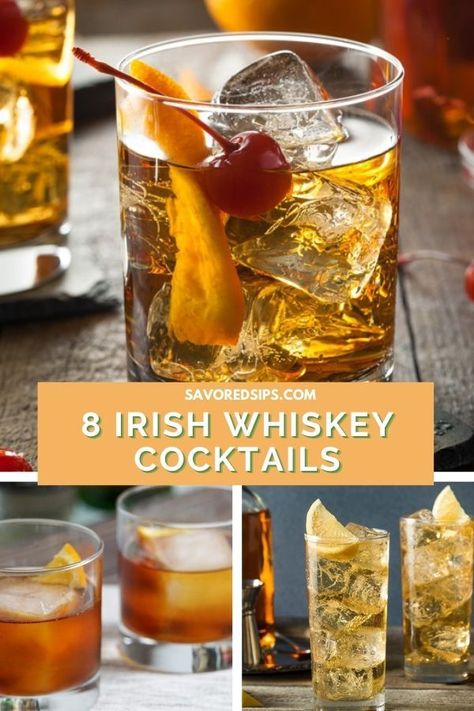 Drinks With Irish Whiskey, Irish Peach Cocktail, Irish Whiskey Recipes, St Patricks Day Cocktails Whiskey, Jameson Irish Whiskey Cocktails, Jameson Whiskey Cocktails, Irish Whisky Cocktails, Irish Alcoholic Drinks, Jameson Cocktails Easy