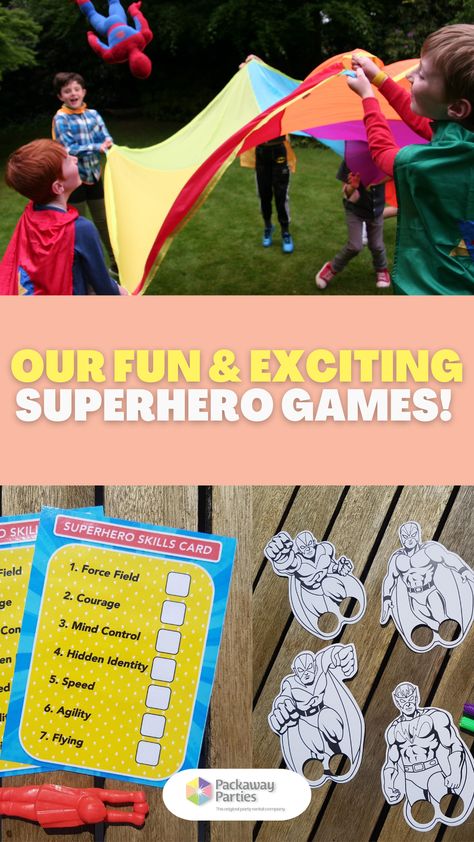 In our themed hire party packages, you'll find various games, crafts, skill cards and many other fun and exciting activities! 🥳🎉 Click the pin to visit our website!😌 Superhero Summer Camp Activities, Super Hero Week Activities For Kids, Superhero Themed Games, Superhero Training Activities, Spidey Party Games, Super Hero Party Activities, Superhero Birthday Party Activities, Superhero Activities For Preschool, Superhero Themed Activities