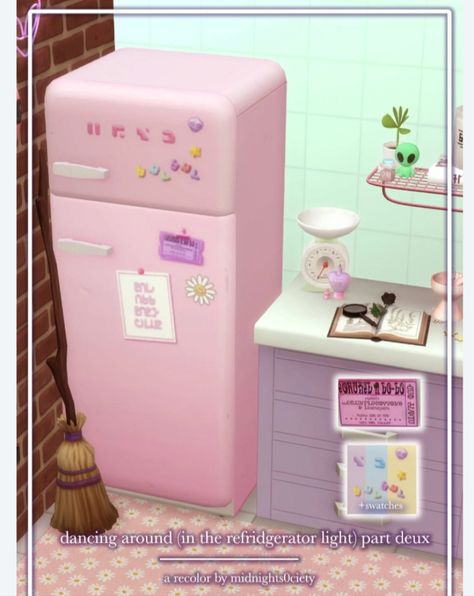 sims 4 fridge cc Pink Fridge, Weird Videos, Sims Furniture, Sims Background, Sims Characters, Sims 4 Kitchen, Cc Sims4, Background Characters, Sims Packs