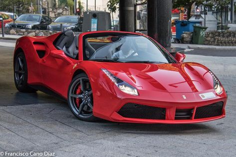 Ferrari 488 Spider. Version rouge avec 670 CH Ferrari Rouge, Ferrari 488 Spider, Ferrari Spider, 488 Spider, Ferrari 488 Gtb, Red Ferrari, Ferrari Poster, Ferrari F12, Vintage Lifestyle