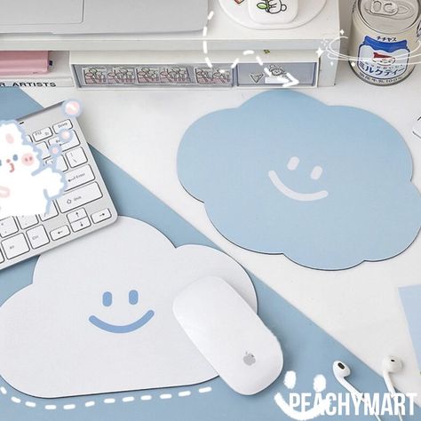 Kawaii Anti-Slip Smiley Cloud Mouse Pad Mouse Pad Ideas, Gaming Supplies, Kawaii Mouse Pad, Mouse Pad Aesthetic, Aesthetic Mouse Pad, Soft Plushies, Kawaii Mouse, Cute Ipad Cases, Cute Mouse Pad