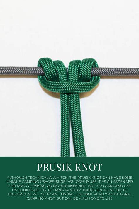 Camping Knots | Prusik Knot Prusik Knot, Camping Knots, Paracord Knots, Knots Diy, New Line, Rock Climbing, Mountaineering, Paracord, Random Things