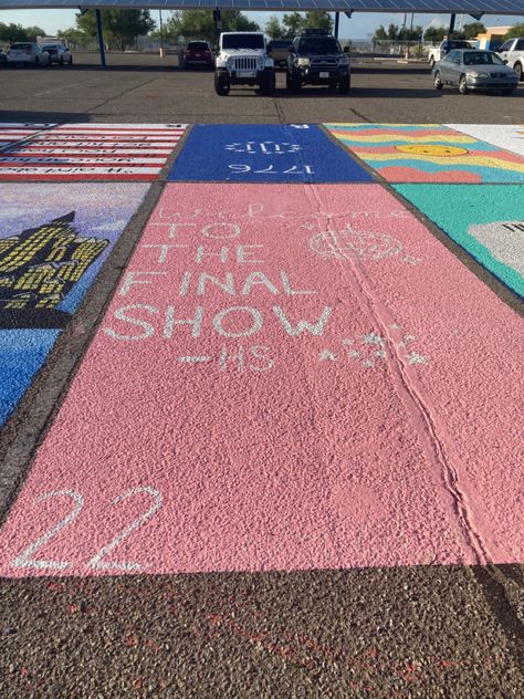 Senior Parking Spaces Theatre, Senior Parking Spot Ideas Simple, High School Musical Parking Spot, Harry Styles Parking Spot Painting, Senior Parking Spaces Harry Styles, Taylor Swift Themed Senior Parking Spots, Senior Parking Space Ideas Harry Styles, Music Parking Spot Ideas, Harry Styles Senior Parking Spot