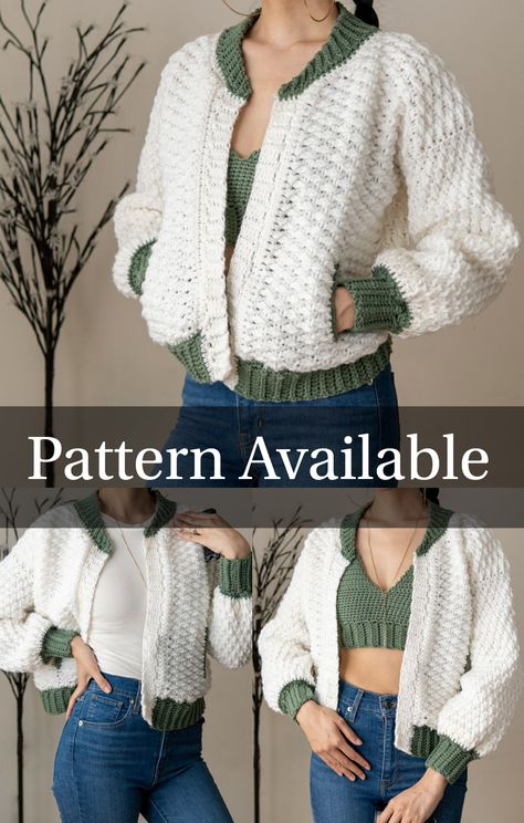 How To Crochet Jacket, How To Make Crochet Jacket, Bulky Knit Cardigan Pattern Free Plus Size, Crochet Varsity Jacket Pattern, Crochet Amigurumi Video Tutorials, Chunky Crochet Jacket, Crochet Jackets For Women, Crochet Business Casual, Crocheting Jacket