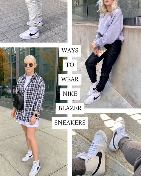 Blazer Mid '77 High Top Sneaker curated on LTK Nike Blazer Outfit Womens, Nike Blazer Mid 77 Outfit Woman, Outfits With High Tops, High Top Sneaker Outfit, Nike Blazer Mid 77 Outfit, Nike Blazers Outfit, Nike High Tops, Nike Blazer Mid 77, Nike Blazer Mid