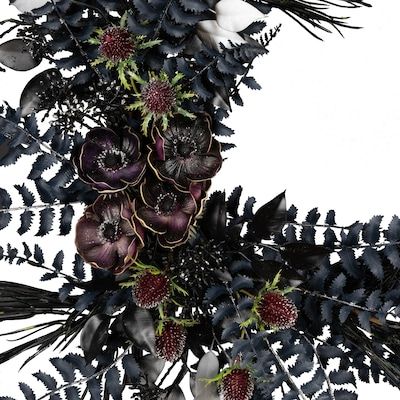 National Tree Company 18-in Black Artificial Wreath in the Halloween Wreaths & Garland department at Lowes.com Whimsigoth Halloween, Cherry Blossom Wreath, Fern Wreath, Half Wreath, Red Cherry Blossom, Halloween Floral, Twig Wreath, Artificial Wreath, Black Leaves