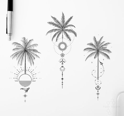 Palm Tree Tattoo Design, Small Tattoo Simple, Order Tattoo, For Women Tattoo Design, Tattoo Single Needle, With Meaning Tattoo, Women Tattoo Design, Paper Plane Tattoo, Tattoo With Meaning