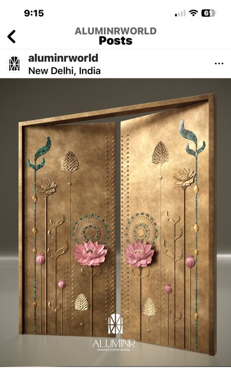 Metal Doors Design, Mandir Design, Temple Design For Home, Metal Doors, Indian Home Interior, Interior Design Your Home, Pooja Room Door Design, Luxury House Interior Design, Entrance Door Design