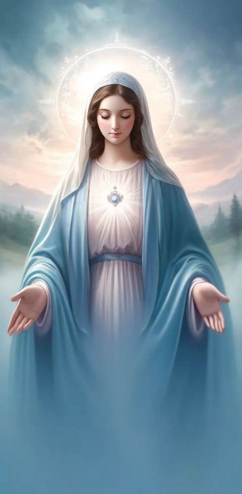 Roman Catholic Art, Mother Mary Pictures, Mother Mary Images, Blessed Mary, Jesus Christ Artwork, Mama Mary, Jesus And Mary Pictures, Queen Of Heaven, Lady Of Lourdes