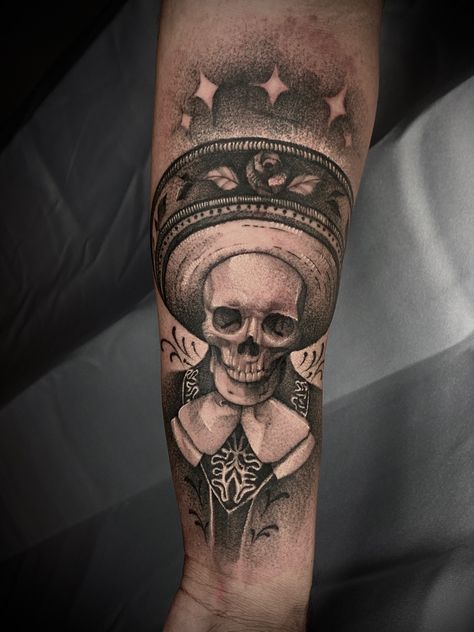 Mariachi “day of the dead” tattoo By Faisal Al-lami @tattoo.sal ——— #dallastattooartist #dallastattoos #art #drawing #inked #dallas #dfwtattoos #stencil #skulltattoo #dayofthedead #mariachi #blackandgreytattoo #blackandgrey #realismtattoo #microrealism #texasartist #texastattoo #sleevetattoo #mexico Mexico Art Tattoo, Mariachi Tattoo Design, Charro Tattoo Design, Mariachi Tattoo, Day Of The Dead Tattoo, Dead Tattoo, Medium Tattoos, Texas Tattoos, Mexican Revolution