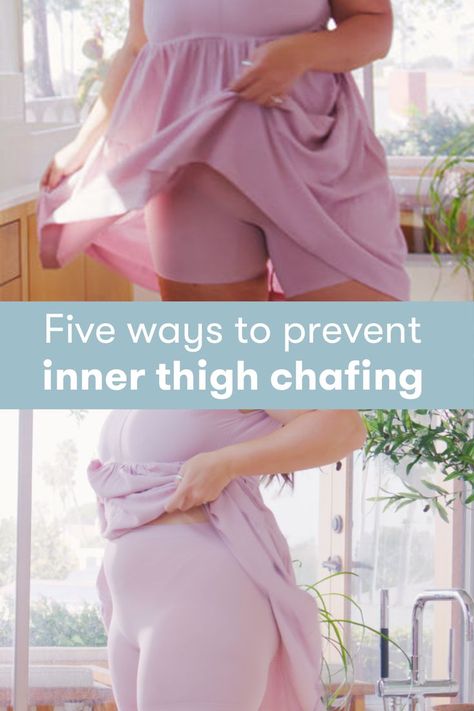 Summer is here, and for too many of us that means chub rub. We’ve put together a list of five ways to prevent inner thigh chafing, including our favorite—Thigh Society anti-chafing shorts. #buttsweat #sweathack #chafinghack #slipshorts #thighrub Anti Chafing Diy, Thigh Rubbing Remedy, Thigh Chafing Hacks, Chafing Remedy Thighs, Inner Thigh Rash, Thigh Chaffing, Inner Thigh Chafing, Thigh Rub, Anti Chafing Shorts