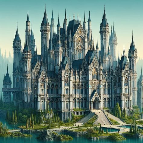 #palace #fantasy #magicalschool #castle #building #medieval #medievalbuilding #medievalfantasy Medieval Castle Fantasy Art, Fantasy Palace Concept Art, Fantasy Palace Art, Mc Castle, Massive Castle, Fantasy Palace, Medieval Palace, Castle Fortress, Fantasy Kingdom