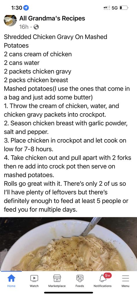 Shredded Chicken With Gravy, Lunchroom Recipes, Frozen Chicken Crockpot, School Cafeteria Food, Gravy Packet, Chicken Mashed Potatoes, Chicken Breast Seasoning, Dinners To Make, Chicken Gravy