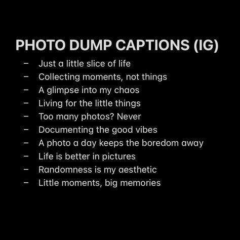 HERE⬇️ Save for your next photo dump posts and share to a creator friend that might need it #photodumpcaptions #captions #captionideas Monthly Dump Caption, Insta Dump Ideas Post, Photo Dump Pics Quotes, Photo Dump Captions, Dump Ideas, Friends Instagram, Instagram Ideas Post, Old Camera, Selfie Ideas Instagram