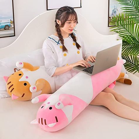 Amazon.com: Cartoon Cat Soft Plush Long Throw Pillow Lifelike Animal Pillows Plush Toy (Gray, 110cm/43.30Inch) : Toys & Games Sleep Hug, Cartoon Sleeping, Long Throw Pillows, Hugging Pillow, Giant Cat, Hug Pillow, Big Plush, Cat Plush Toy, Cat Doll