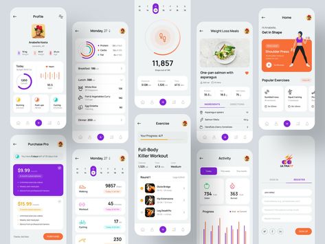 Fitness Apps Design, Health App Design, Nutrition App, Ui Design Dashboard, App Design Layout, Ios App Design, Fit App, Wellness Apps, Mobile App Design Inspiration