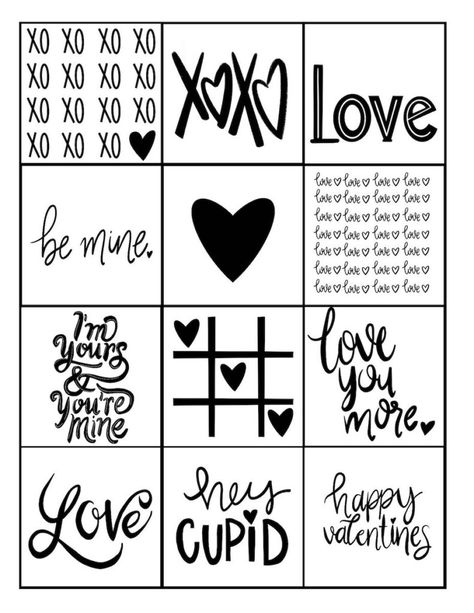 Valentine's Day Stickers Printable, Valentines Trivia, Black And White Valentines, Free Printable Valentines Tags, Printable Valentine Tags, Dan Zaljubljenih, Free Printable Valentines Cards, Valentines Clipart, Valentine Designs