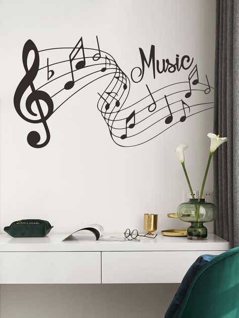 Music Themed Bedroom, Music Wall Decal, Dandelion Wall Decal, Nota Musical, Wall Decals For Bedroom, Tile Wall Art, Flower Wall Decals, Room Decals, Flower Wall Stickers