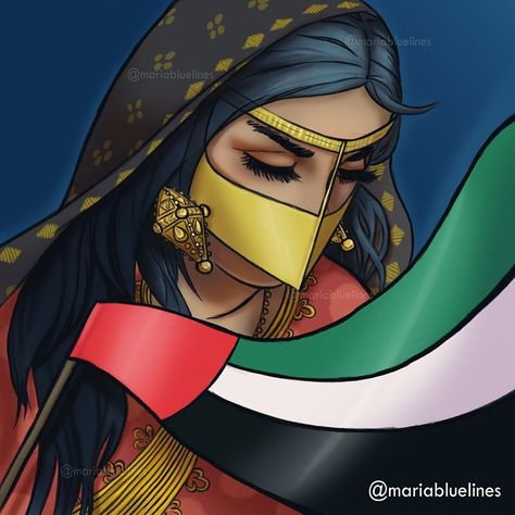 110 Likes, 10 Comments - Illustrator, Designer & Artist (@mariabluelines) on Instagram: “Dreaming of Home is my artwork created for the upcoming UAE National Day.  If you want to get an…” Diy Art Projects Canvas, Oman National Day, Kuwait National Day, Uae Flag, Dubai Art, Uae National Day, Canvas Drawing, Low Poly Art, Arabic Art